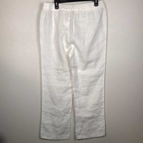 2/$30 NWT Ellen Tracy Pants 100% Linen White Summer Vacation Women's Size Large - Picture 4 of 14
